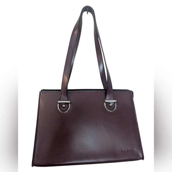 JACK GEORGES Milano Italian LeatherShoulder Handbag Maroon/Cherry